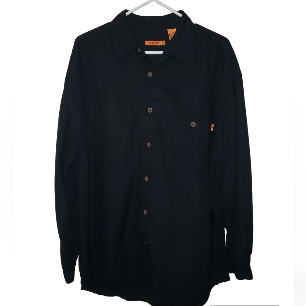 Oobē Black Large Premium Gear woven fabric Button down shirt Stock 3774120